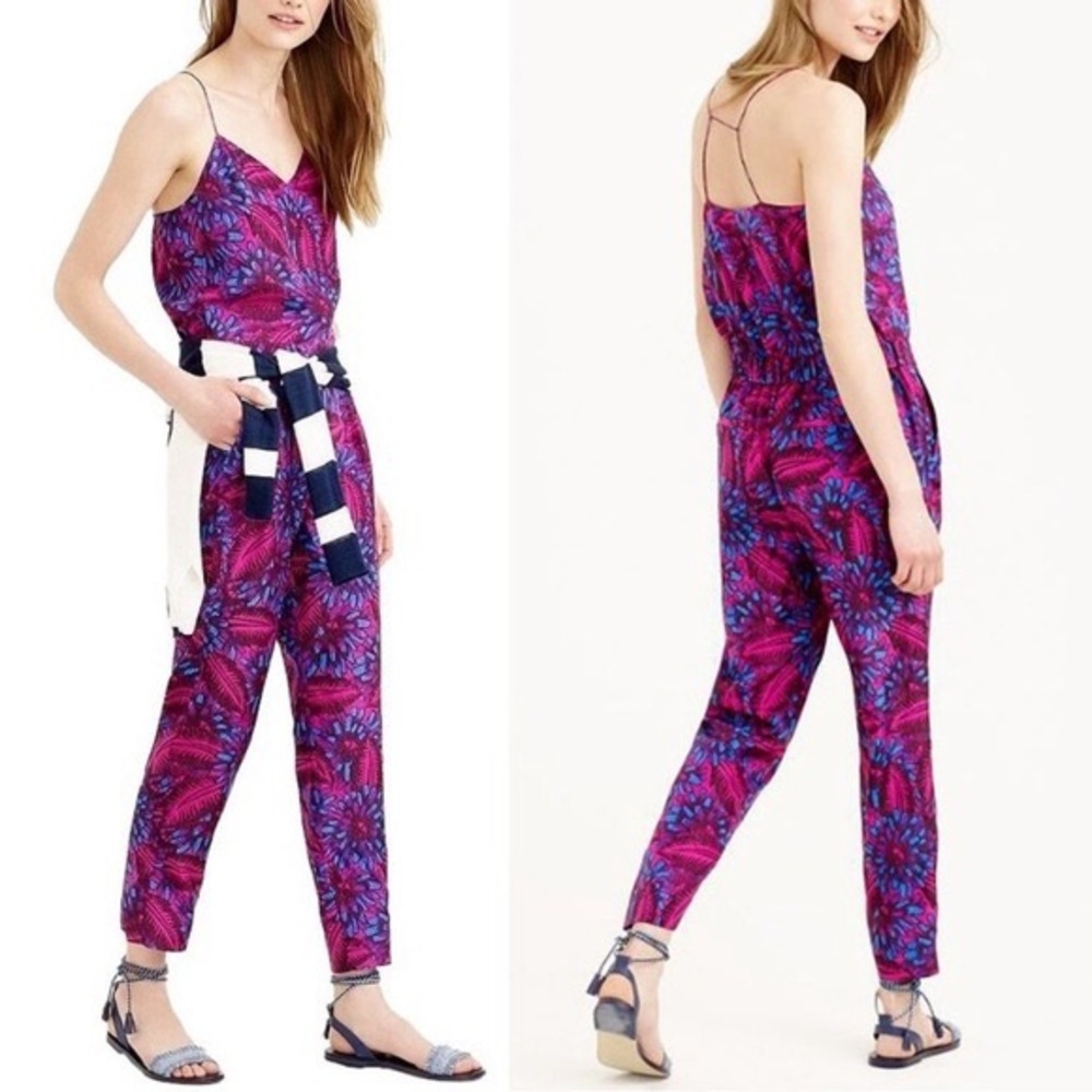J Crew Silk Printed Jumpsuit